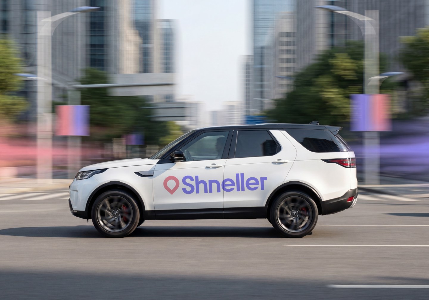 Shneller SUV driving through the city